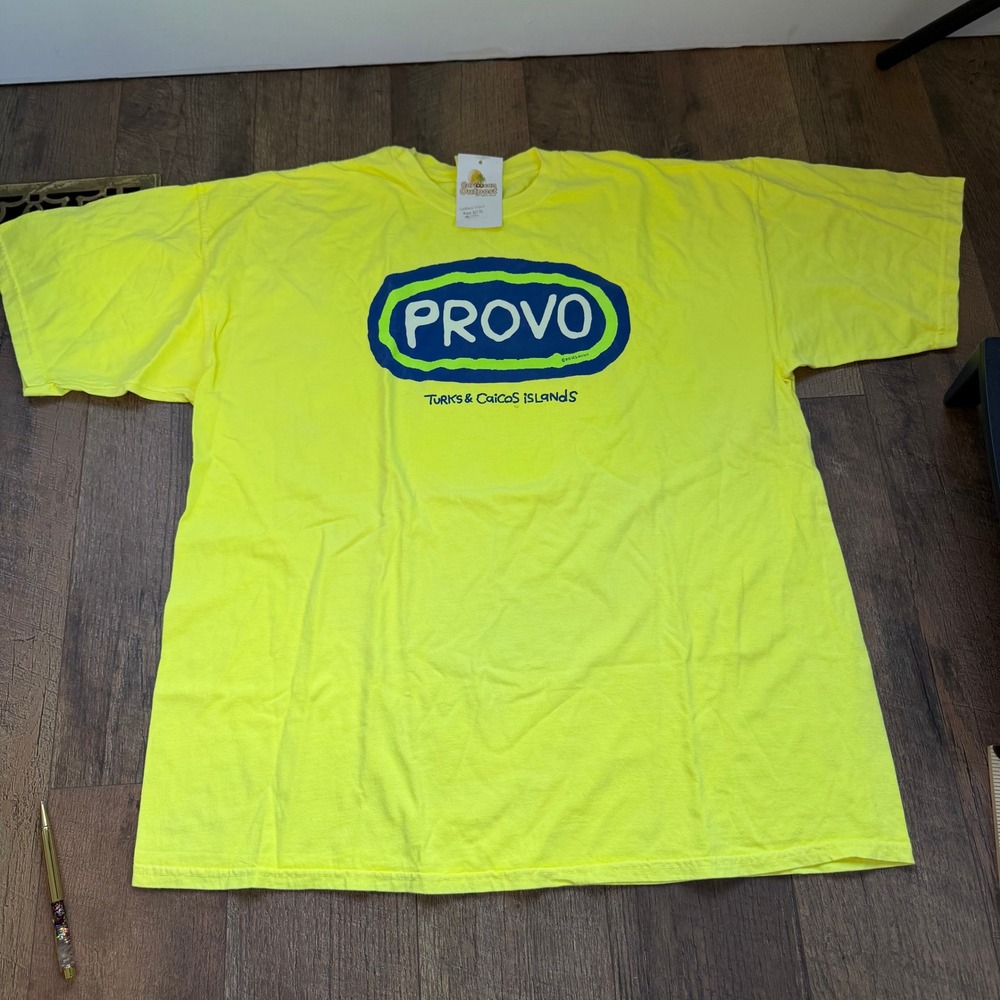 Provo Turks & Caicos T-Shirt Mens XXL Neon Yellow Comfort Colors‎